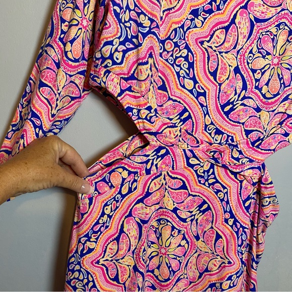 Lilly Pulitzer Pippa Cut Out Can't Resist Print Stretch Fitted Dress size L - Picture 5 of 13